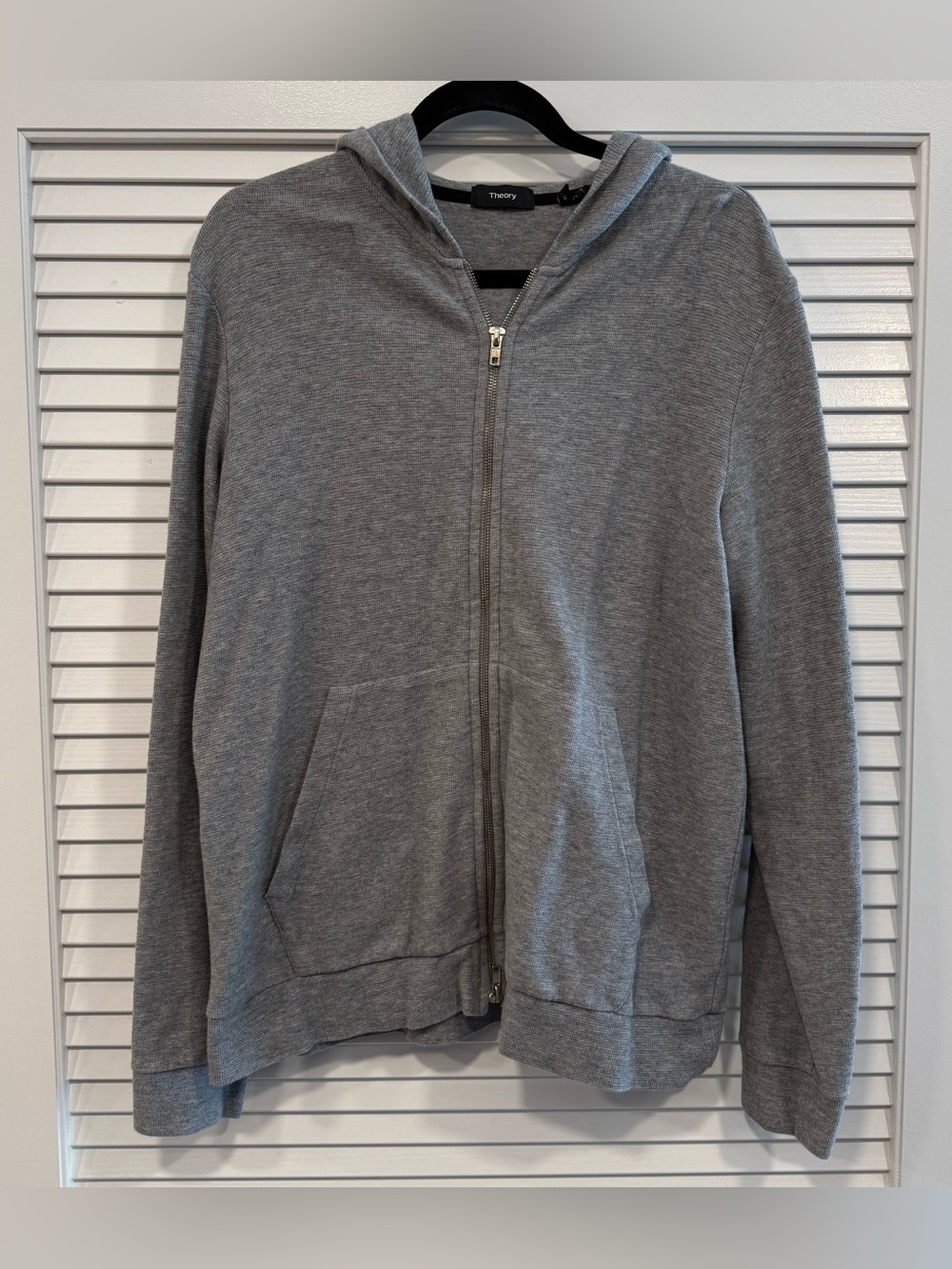 Theory Men's Light Gray Full-Zip Hoodie Sweater